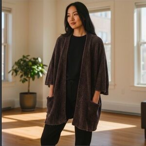 Anthropologie Moth Cozy Chenille Cardigan Brown Small